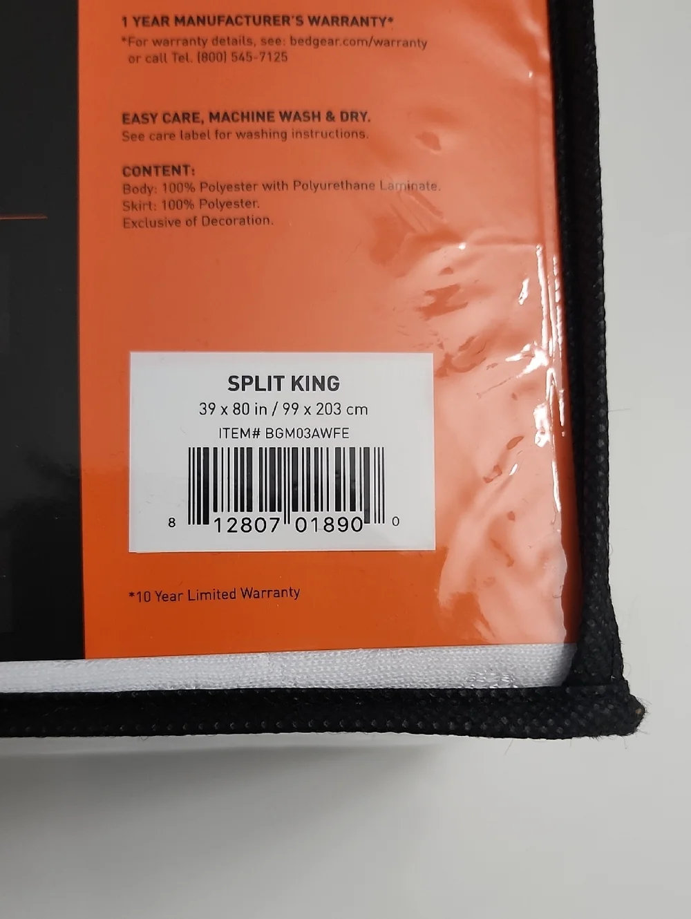 Bedgear Dri-Tec Performance Mattress Protector Split King White NWT